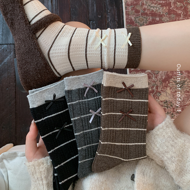 Bowknot Striped Slouchy Mid-Ca - Boot Sock Slouchy review and price